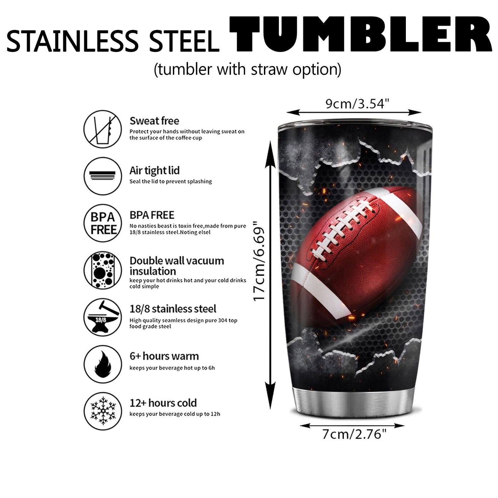 Custom Tumbler with Name & Number – Stainless Steel Insulated Sports Cup Gift for Players, Fans, Coaches Tumbler 4