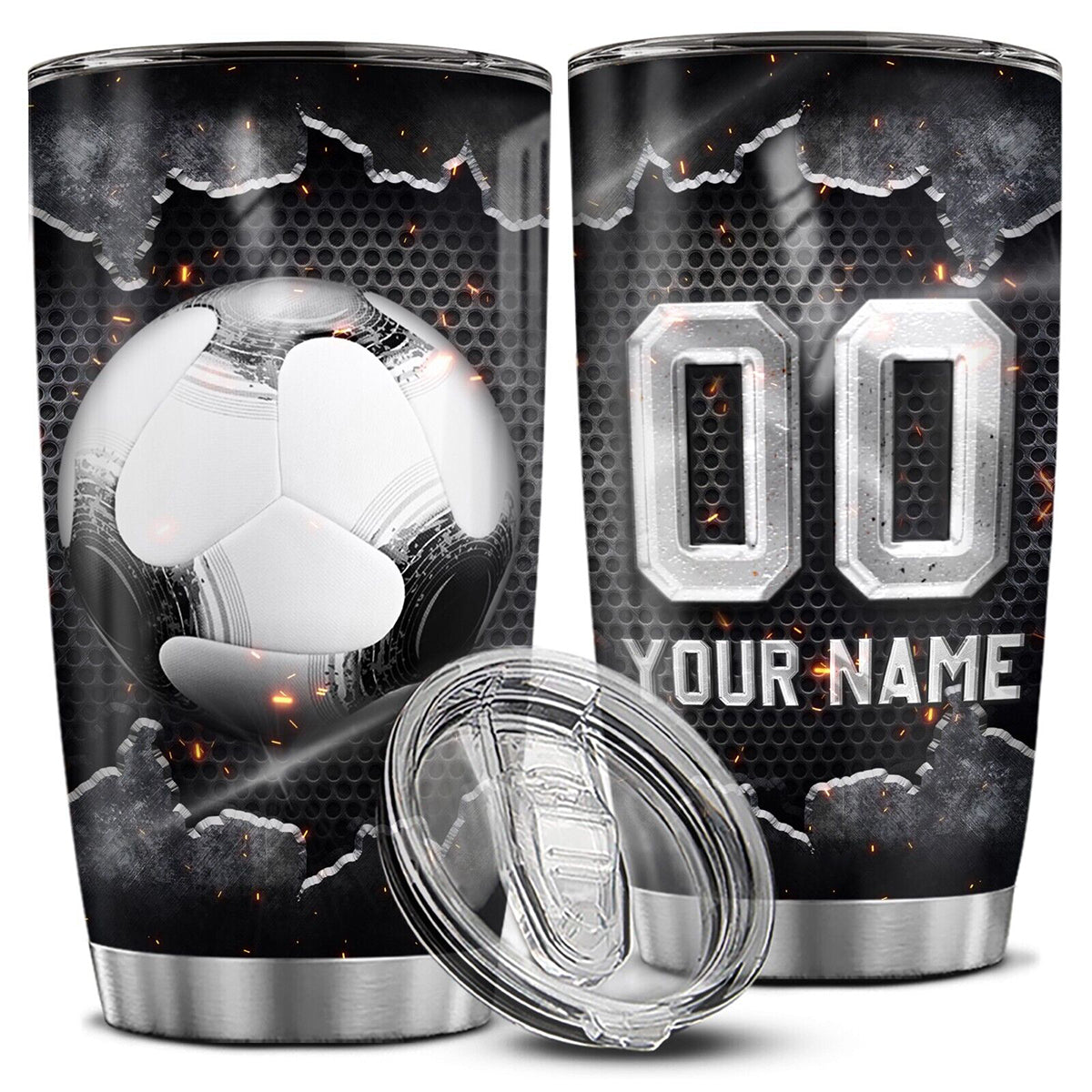 Personalized Soccer Gift Stainless Steel Insulated Travel Coffee Cup 20oz for Men Coach Fan Players Sports Lovers Birthday Christmas Tumbler
