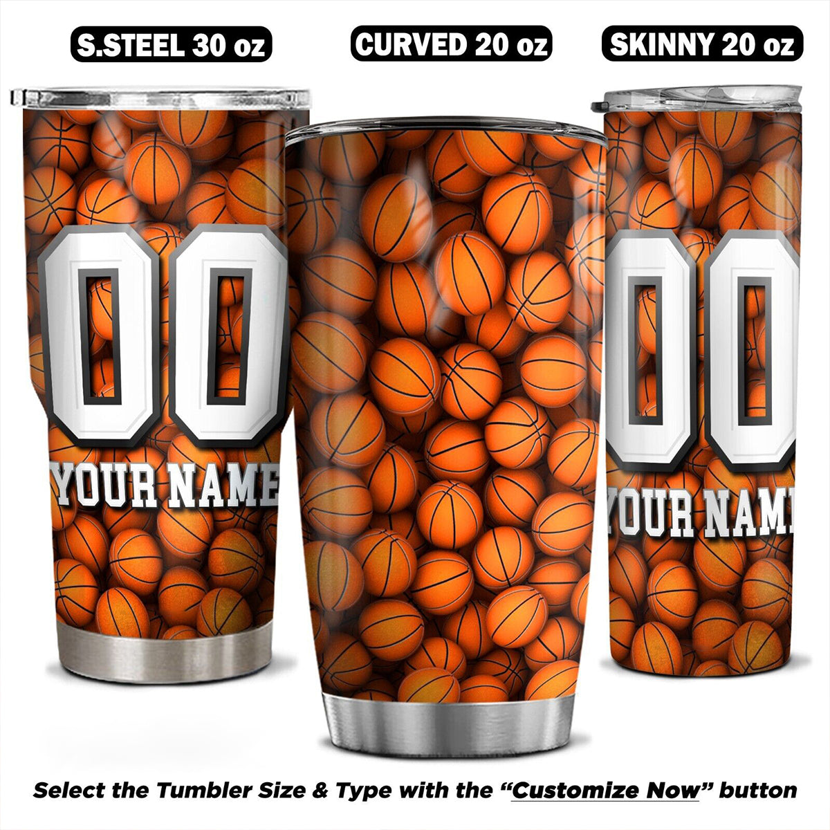 Custom Basketball Tumbler with Name & Number – Stainless Steel Insulated Cup Gift for Players, Fans, Coaches Tumbler