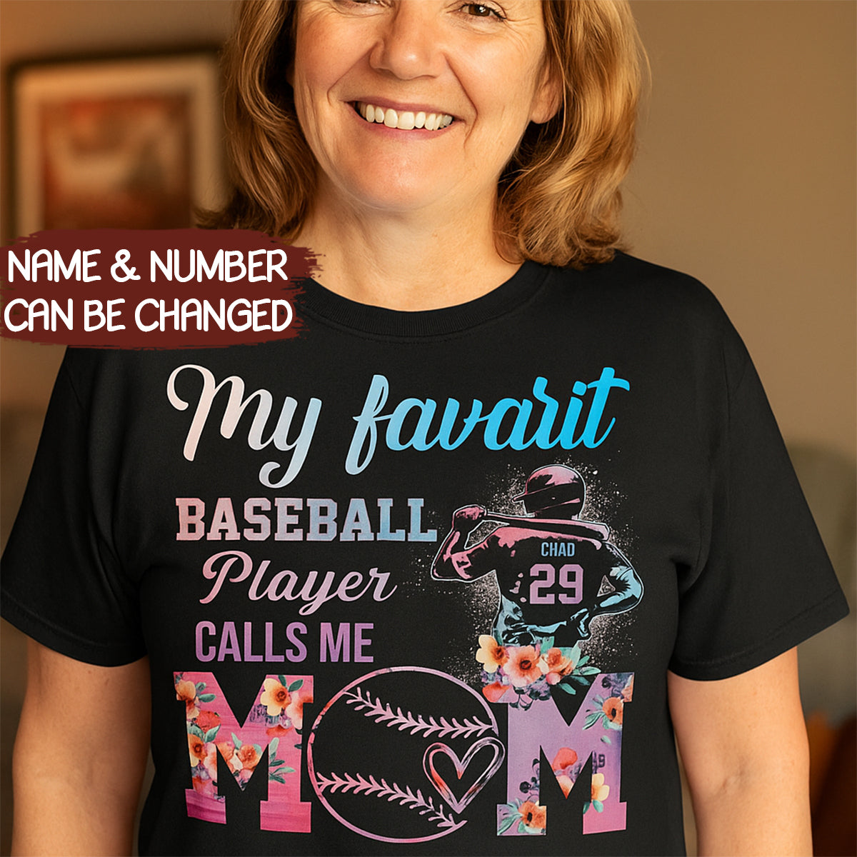 My Favorite Baseball Player Calls Me Mom Moms Mother T-Shirt - TS10 10