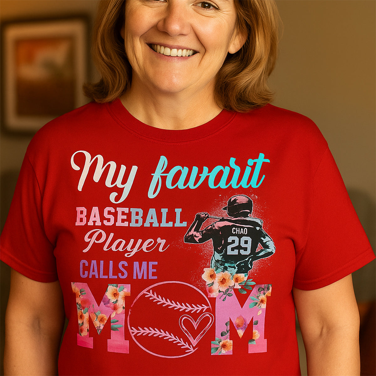 My Favorite Baseball Player Calls Me Mom Moms Mother T-Shirt - TS10