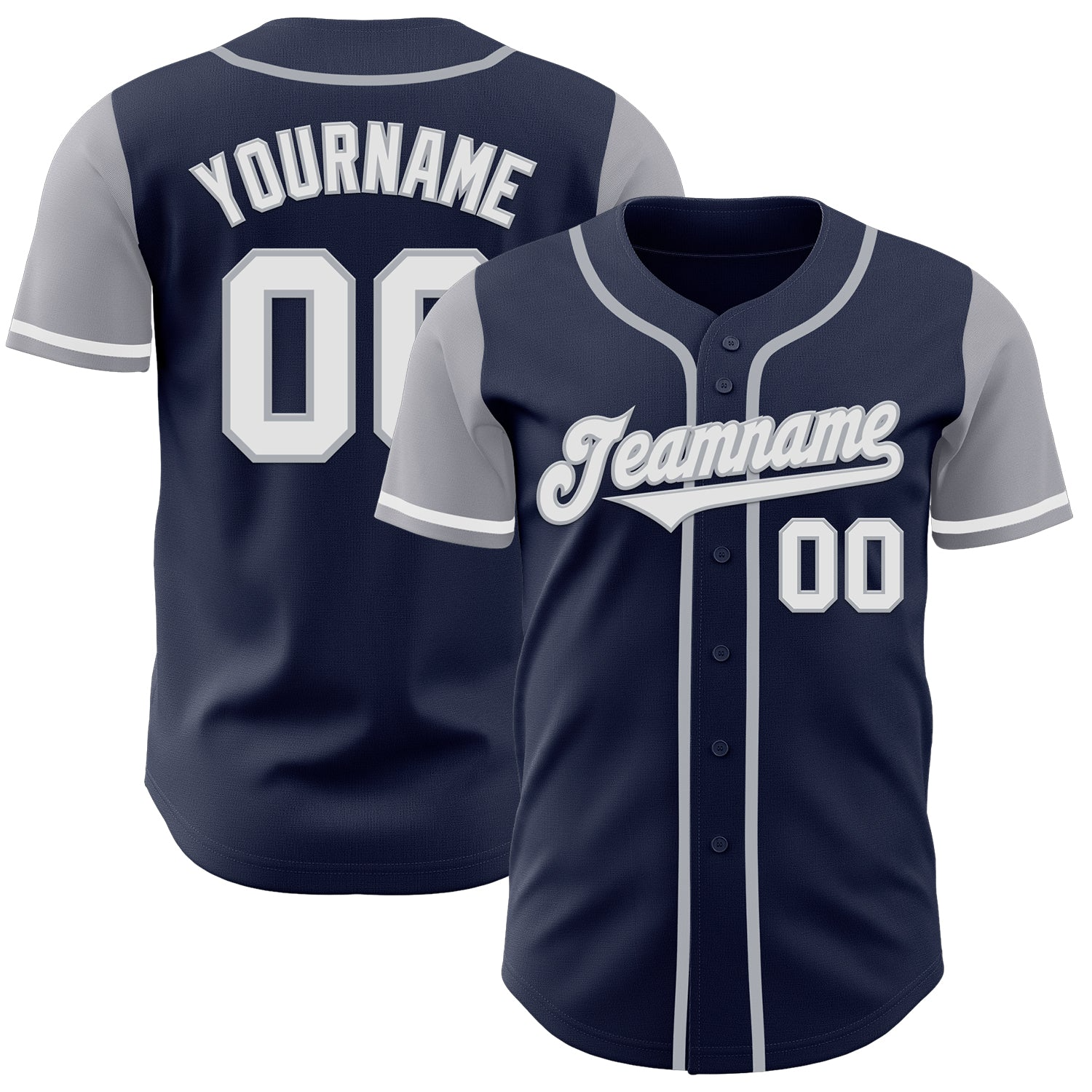 Custom Navy White-Gray Two Tone Baseball Jersey