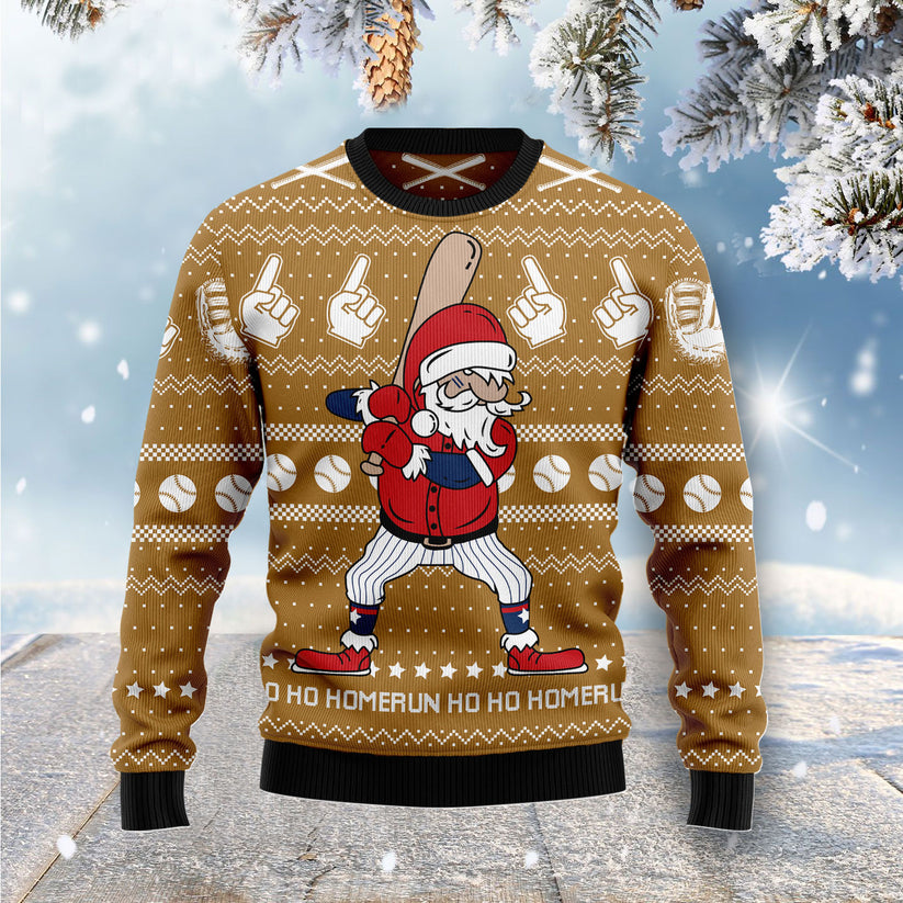 Baseball Ho Ho Homerun Christmas Sweater - SW08
