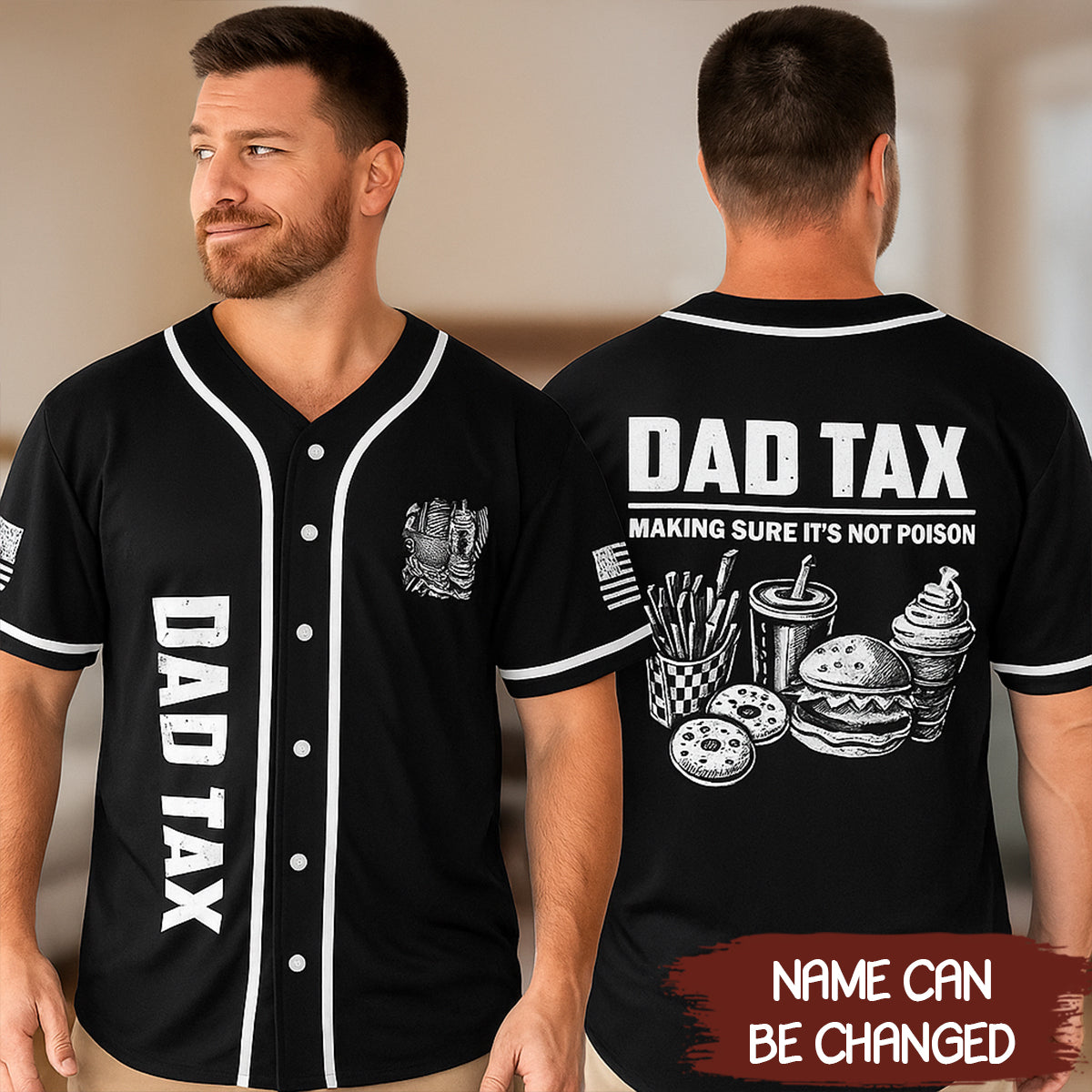 Personalized Baseball Dad Jersey, Custom Father's Day Gift for Dad, Baseball Gifts for Men, Fathers Day Shirt, American Daddy Jersey 6