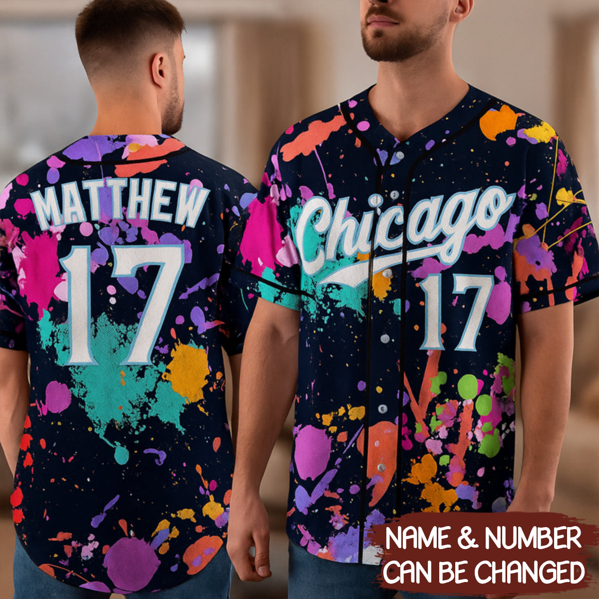 Custom Splashes Graffiti Pattern White-Light Blue 3D Baseball Jersey