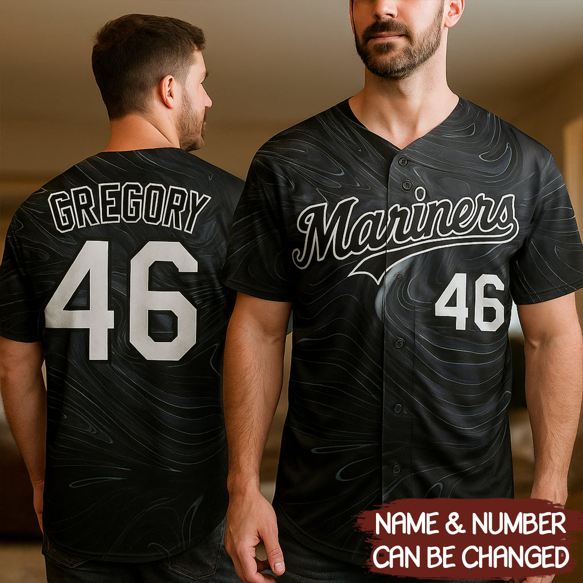 Custom 3D Pattern Design Abstract Liquid Marbling Fluid Art Baseball Jersey
