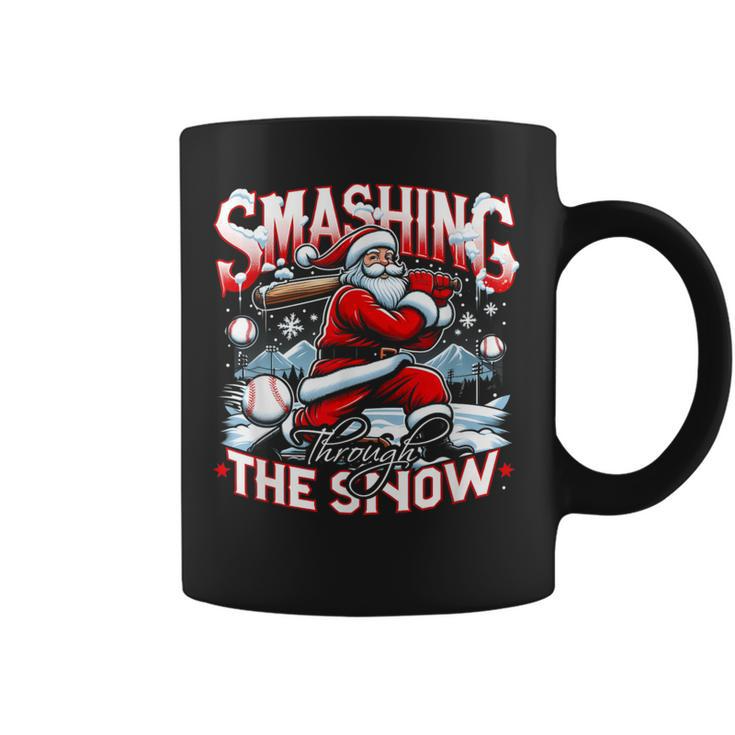 Baseball Player Christmas Santa Smashing Through Snow Coffee Mug - MU10