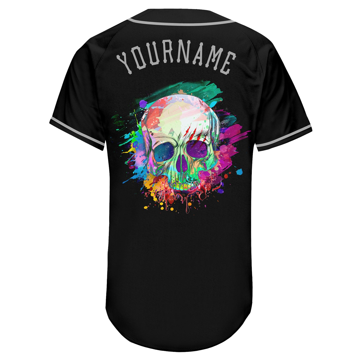 Custom Black Black-Gray Authentic Skull Fashion Baseball Jersey - JS63