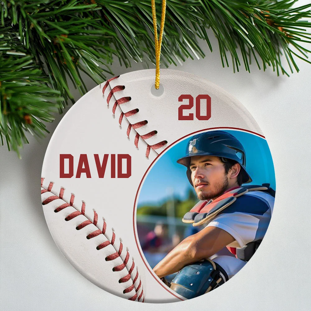 Personalized Baseball Photo Acrylic Ornament Decoration Christmas Birthday Gift for Ball Player Coach Friends