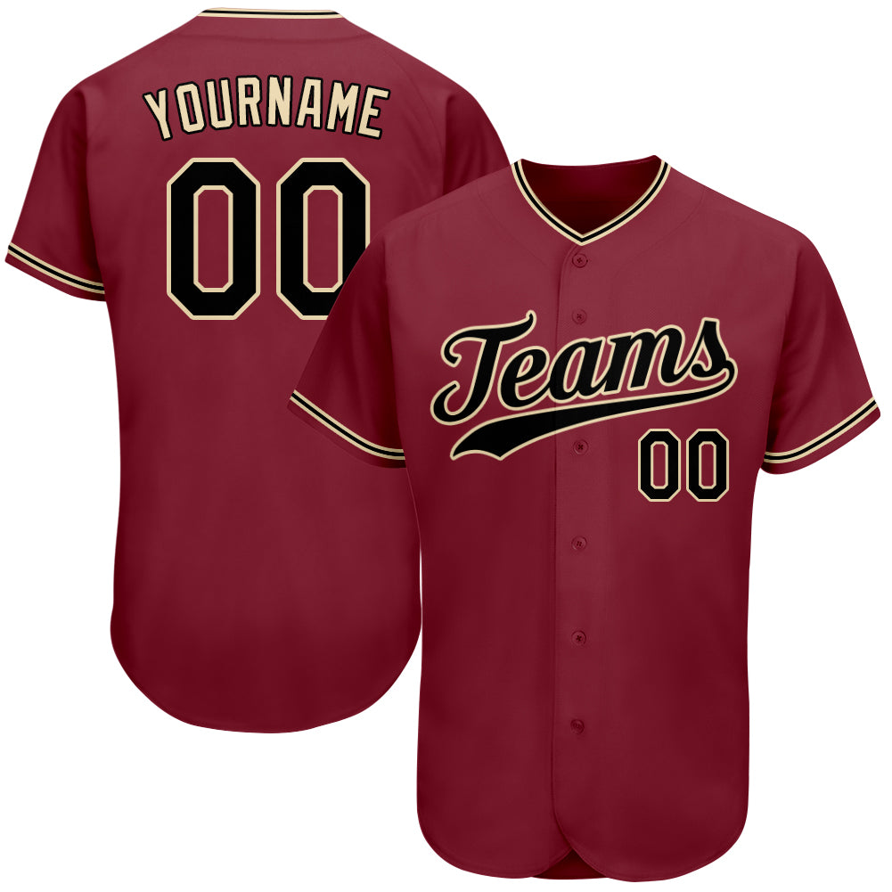Custom Crimson Black-City Cream Baseball Jersey