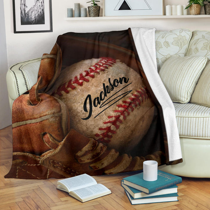 Personalized Baseball Blanket Custom Name Baseball Boy Sherpa Fleece Soft Cozy Plush Throw Blanket 3