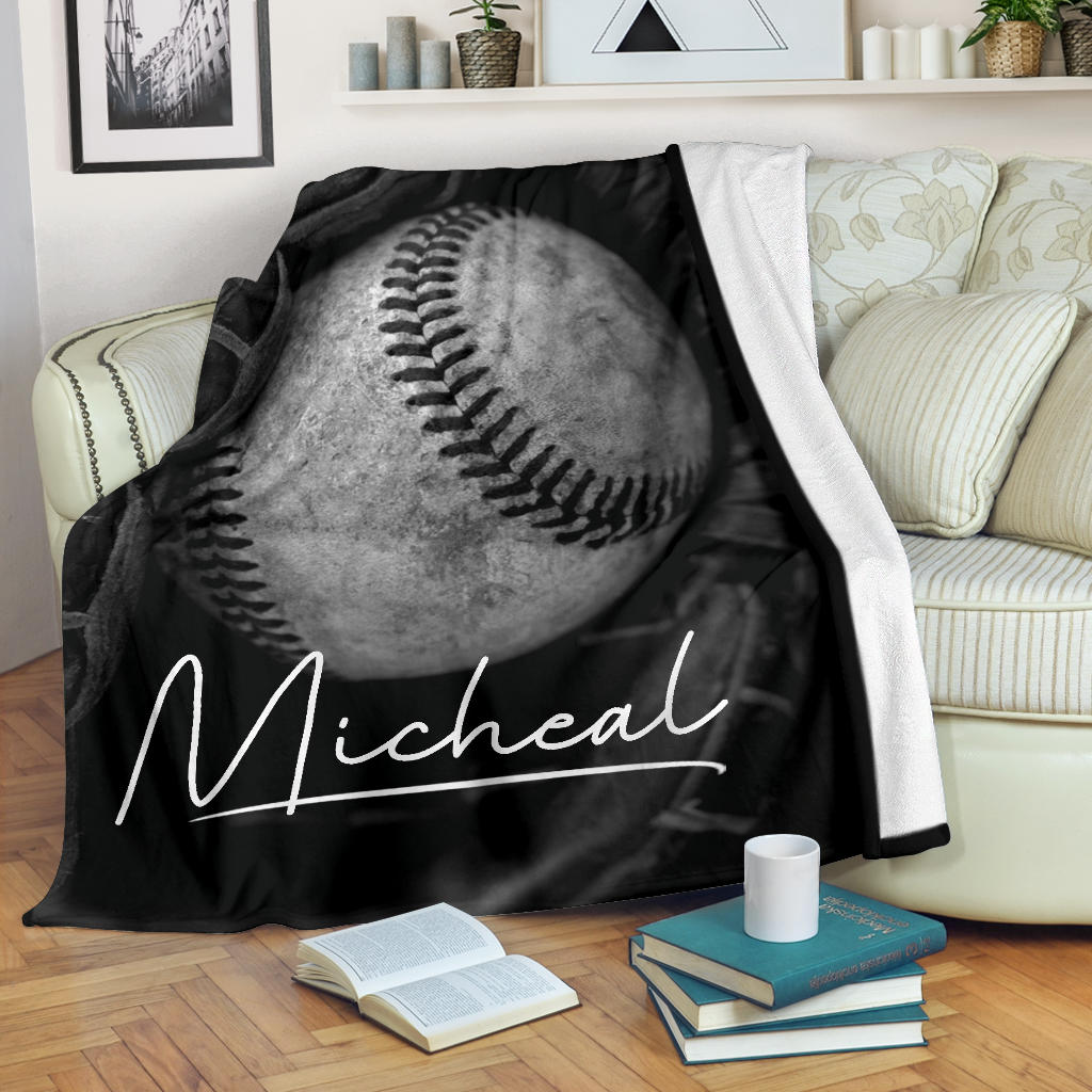 Personalized Baseball Blanket Boy Fleece Blanket 3