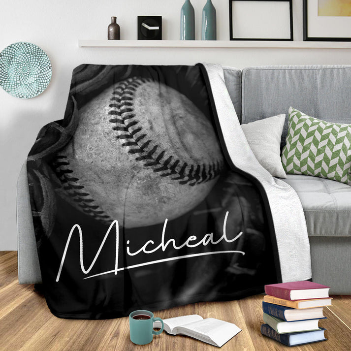 Baseball Boy Personalized Fleece Custom Name Throw Fleece Blanket 4
