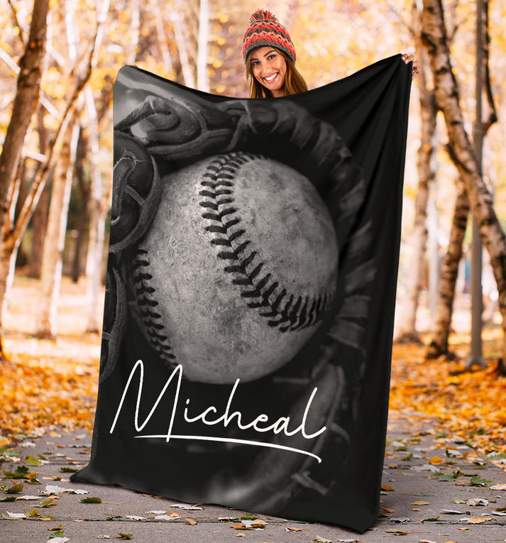 Baseball Boy Personalized Fleece Custom Name Throw Fleece Blanket 3