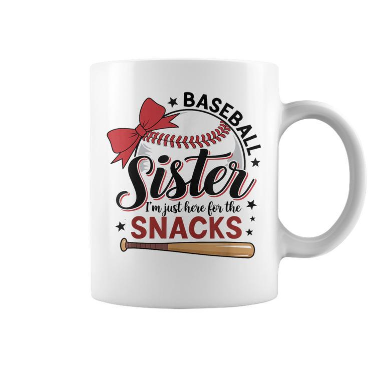Baseball Sister I'm Just Here For The Snacks Bow Coffee Mug
