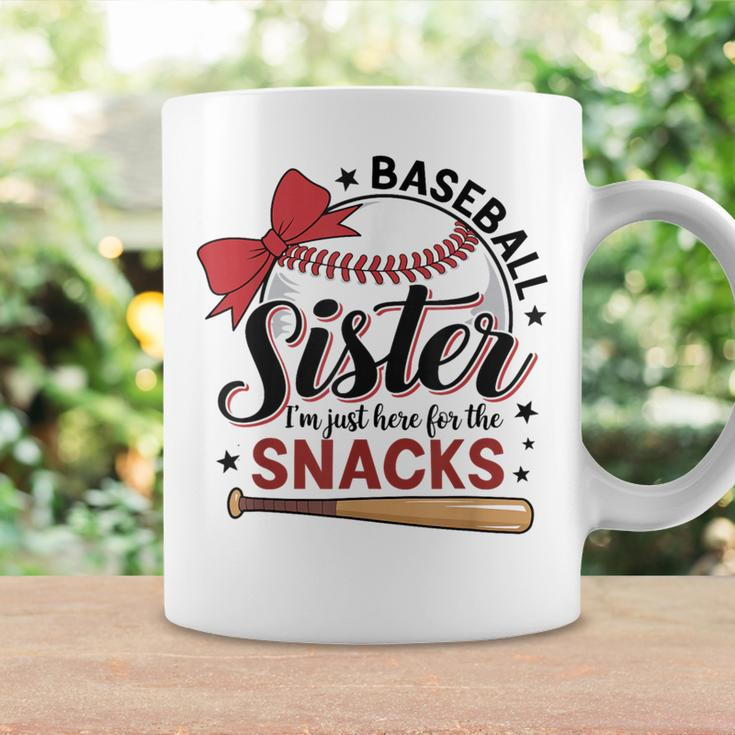 Baseball Sister I'm Just Here For The Snacks Bow Coffee Mug 3
