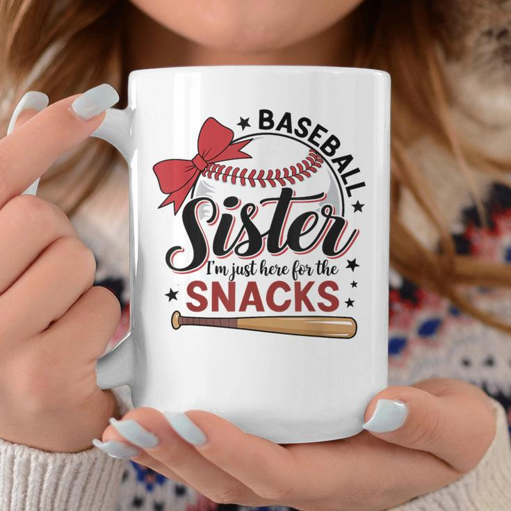 Baseball Sister I'm Just Here For The Snacks Bow Coffee Mug
