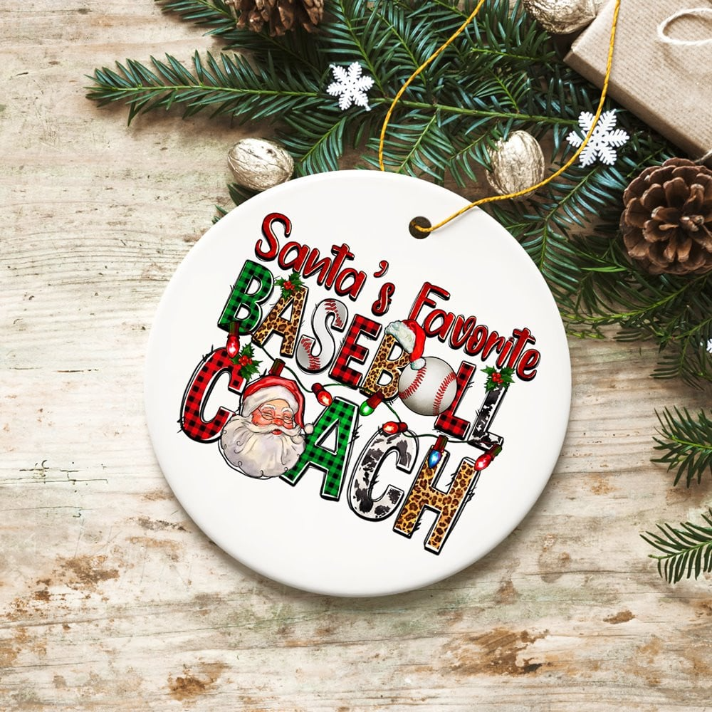 Santa’s Favorite Baseball Coach Personalized Holiday Gift Christmas Ornament