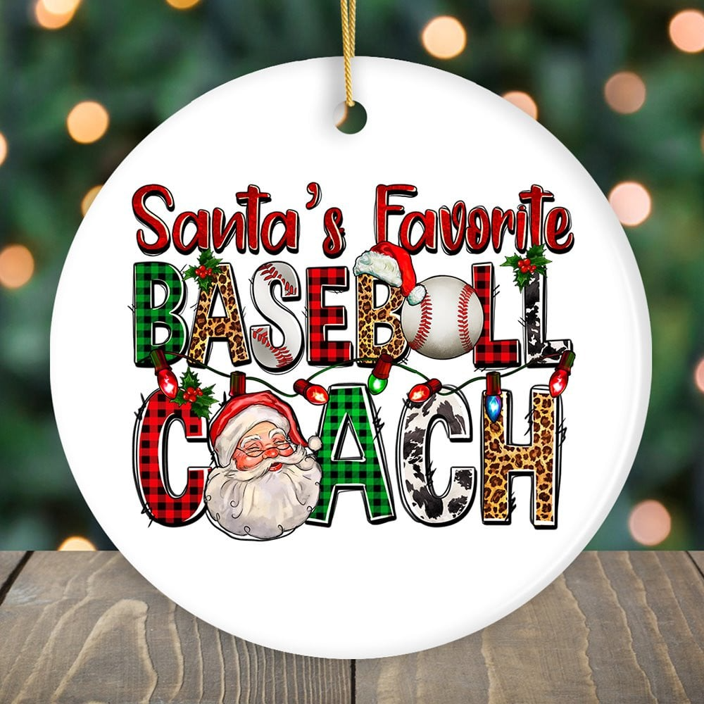 Santa’s Favorite Baseball Coach Personalized Holiday Gift Christmas Ornament
