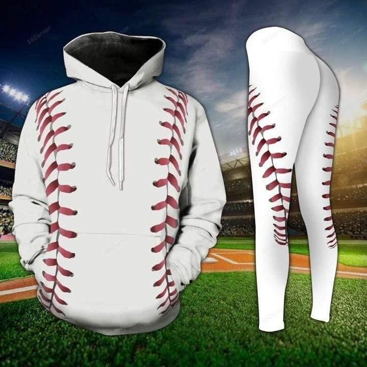 Baseball Stiches White Hoodie 3D