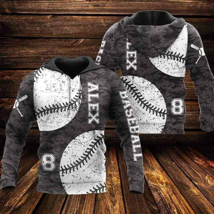 Personalized Custom Name  Number Baseball Camo Pattern Hoodie 3D