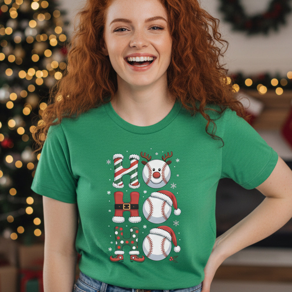 Ho Ho Ho Tennis Christmas Funny Holiday Santa Tennis Ball Festive Sports Gift T-Shirt - TS14 3