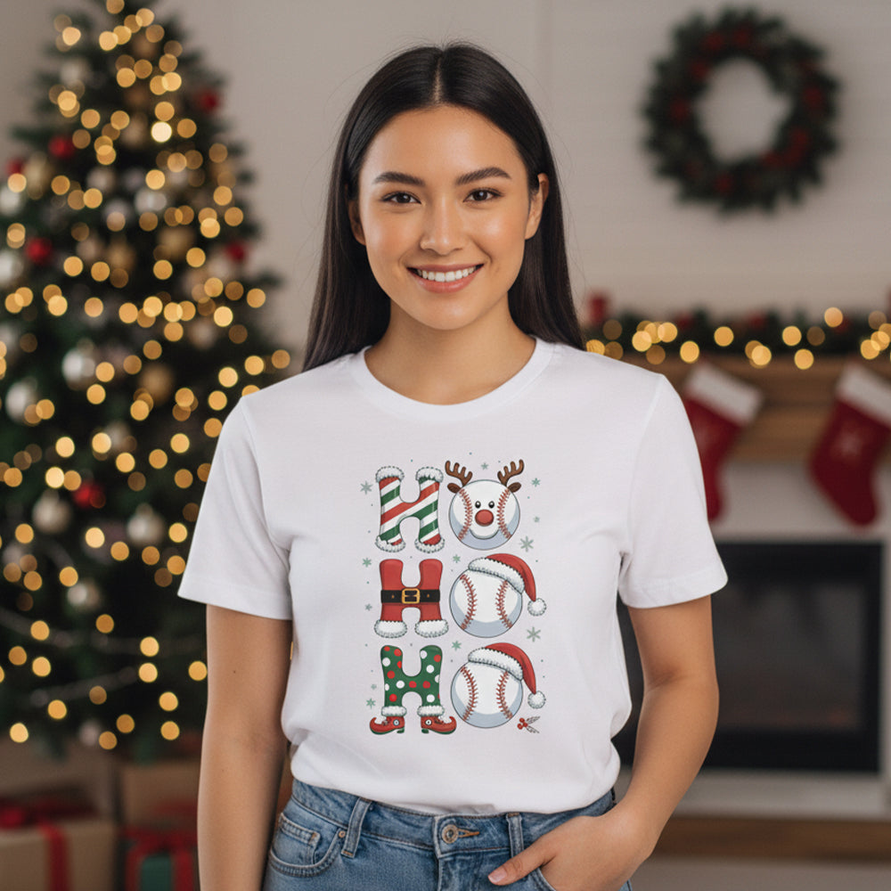 Ho Ho Ho Tennis Christmas Funny Holiday Santa Tennis Ball Festive Sports Gift T-Shirt - TS14