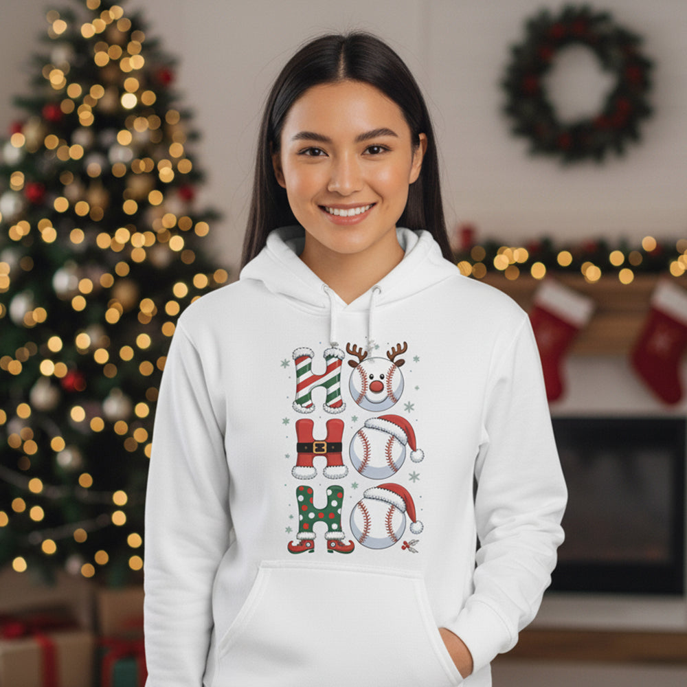 Ho Ho Ho Tennis Christmas Funny Holiday Santa Tennis Ball Festive Sports Gift Hoodie - HD11 3