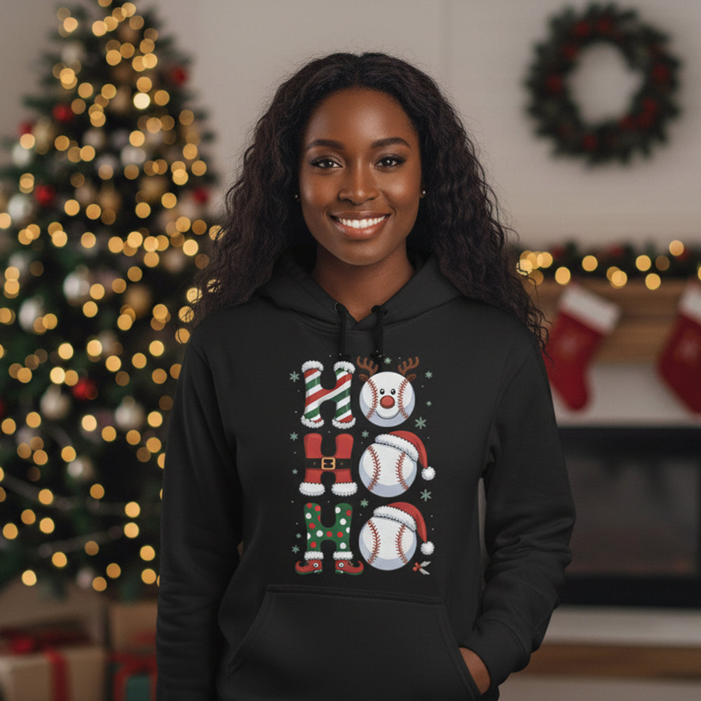Ho Ho Ho Tennis Christmas Funny Holiday Santa Tennis Ball Festive Sports Gift Hoodie - HD11 4
