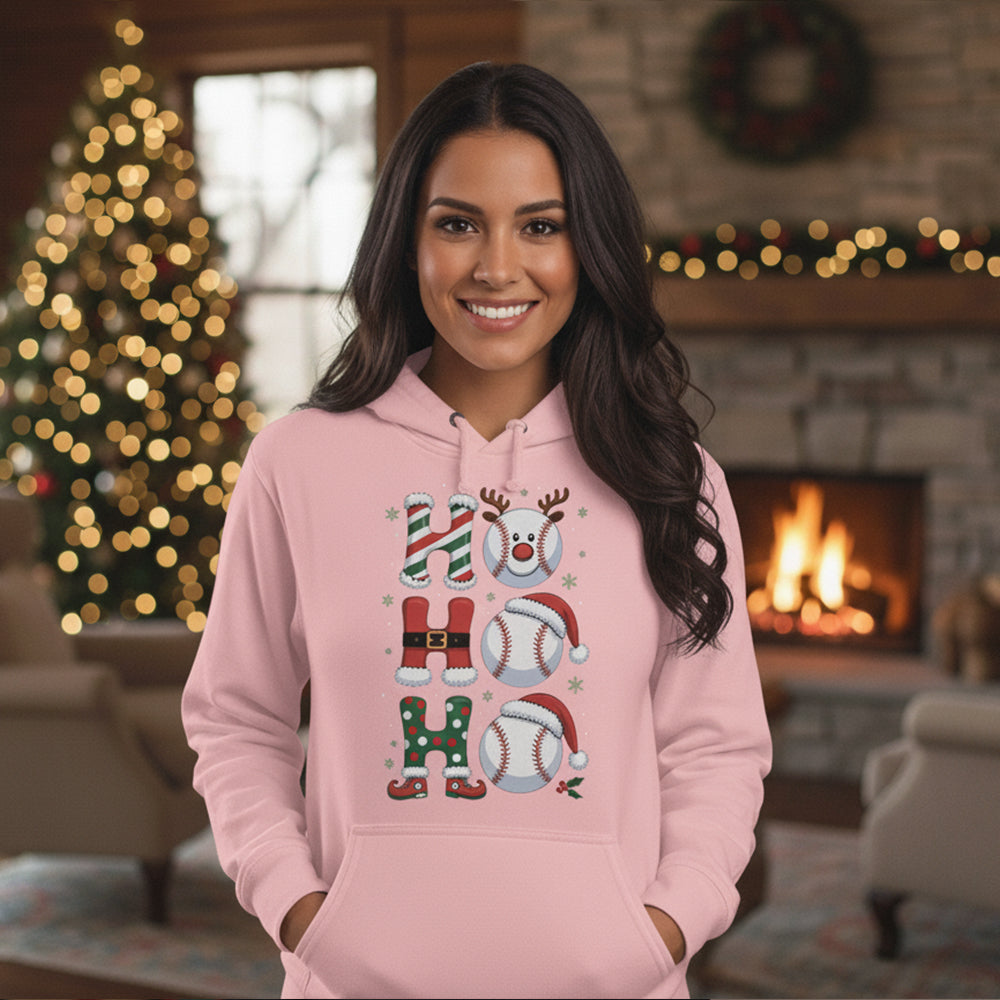 Ho Ho Ho Tennis Christmas Funny Holiday Santa Tennis Ball Festive Sports Gift Hoodie - HD11