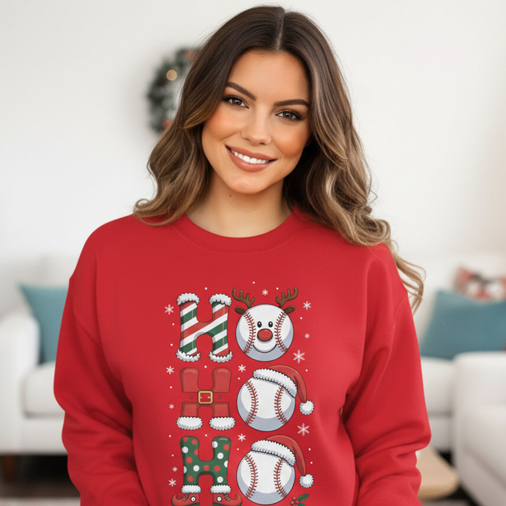 Ho Ho Ho Tennis Christmas Funny Holiday Santa Tennis Ball Festive Sports Gift Sweatshirt - SS12