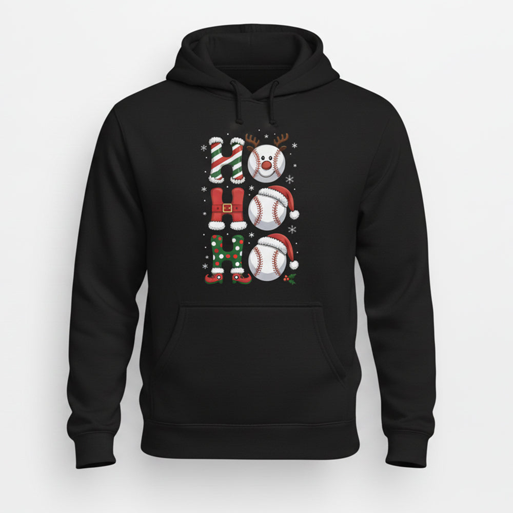 Ho Ho Ho Tennis Christmas Funny Holiday Santa Tennis Ball Festive Sports Gift Hoodie - HD11