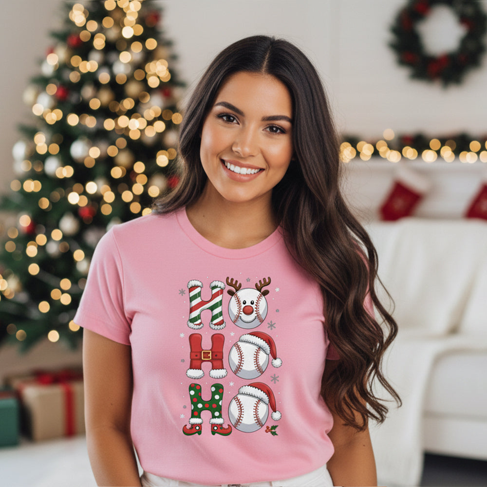 Ho Ho Ho Tennis Christmas Funny Holiday Santa Tennis Ball Festive Sports Gift T-Shirt - TS14 4