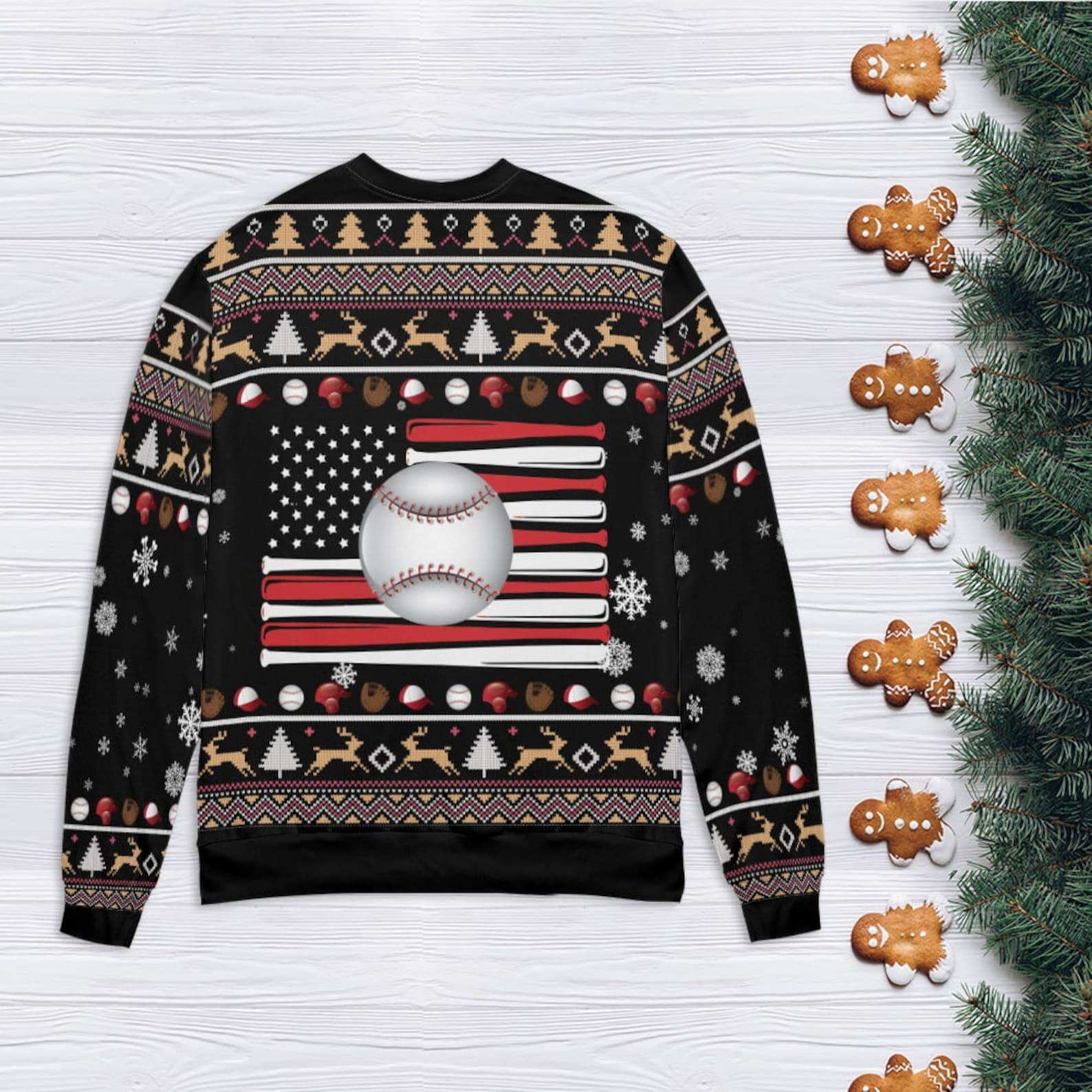 Baseball America Flag Christmas Player Mom Crewneck Pullover Merry Christmas Sweater - SW10 4