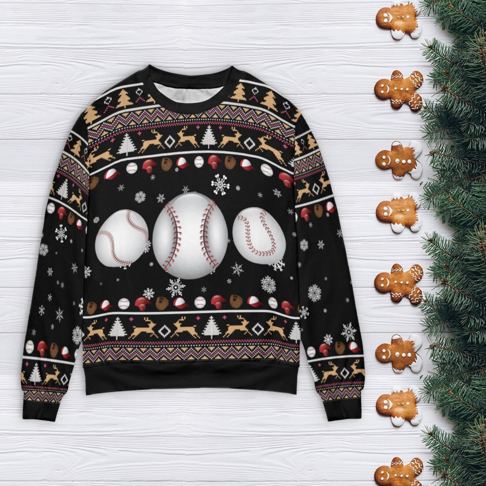 Baseball America Flag Christmas Player Mom Crewneck Pullover Merry Christmas Sweater - SW10