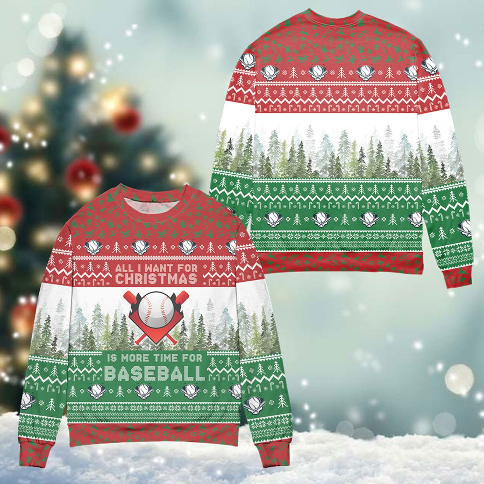 More Time for Baseball Christmas Player Mom Crewneck Pullover Merry Christmas Sweater - SW11 4