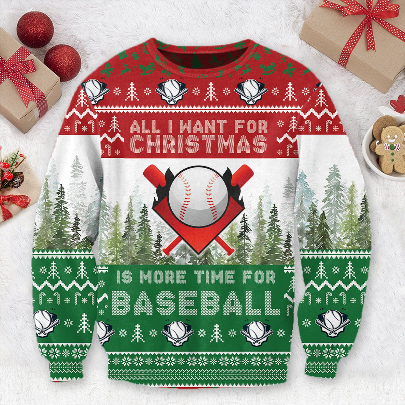 More Time for Baseball Christmas Player Mom Crewneck Pullover Merry Christmas Sweater - SW11