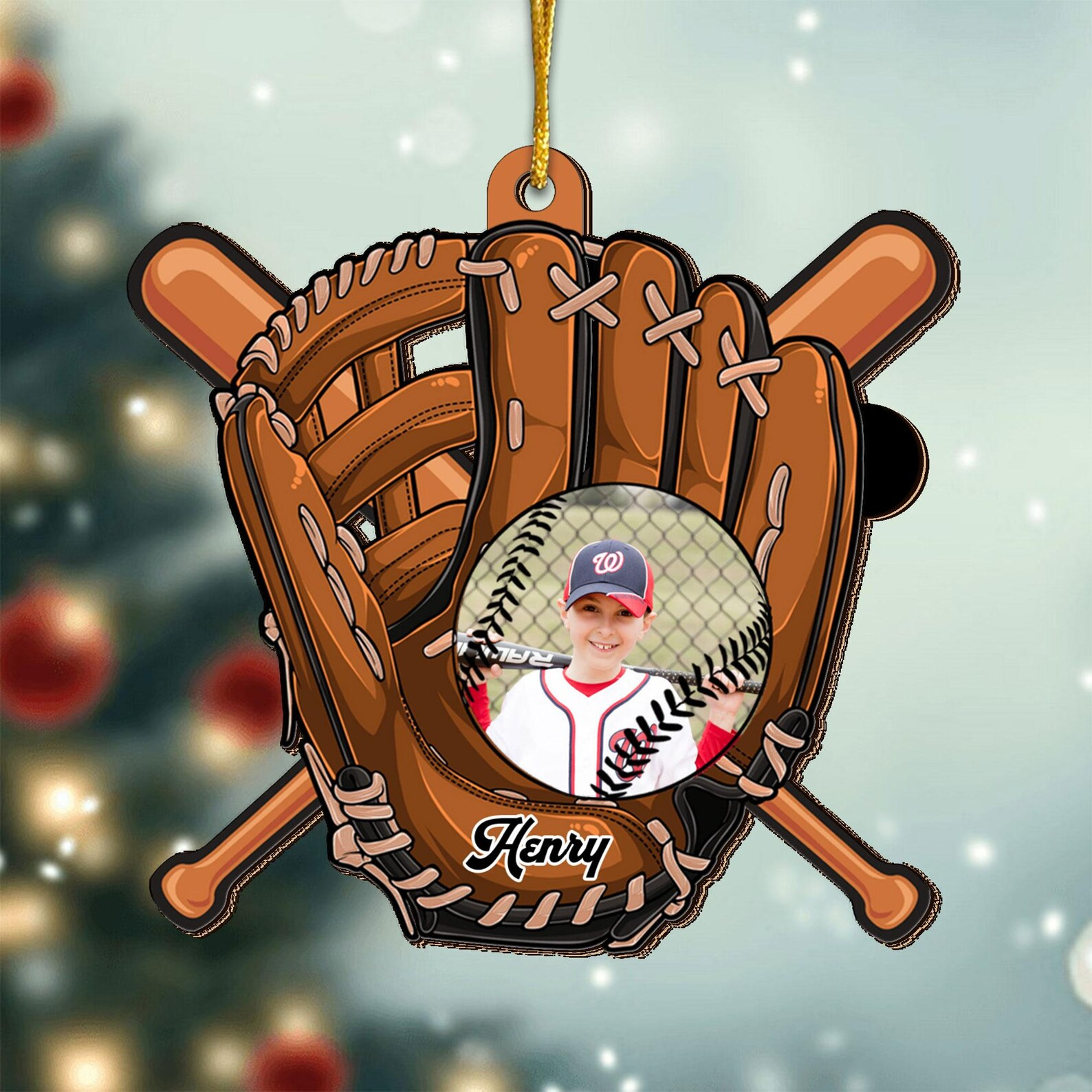 Personalized Baseball Equipment Custom Team Christmas Gift Acrylic Ornament - OR40