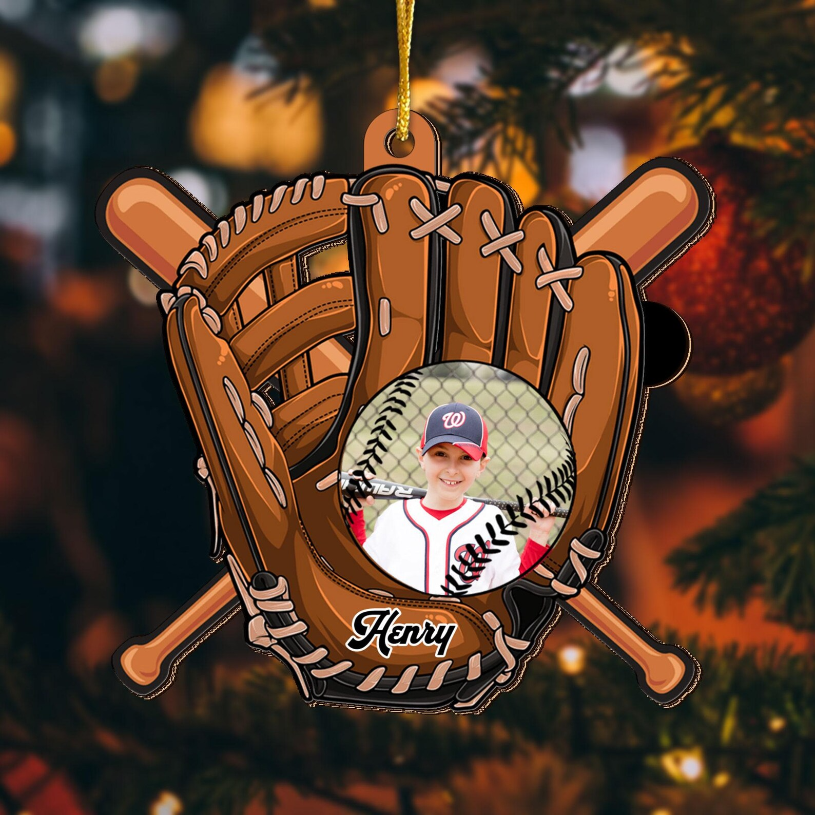 Personalized Baseball Equipment Custom Team Christmas Gift Acrylic Ornament - OR40 4