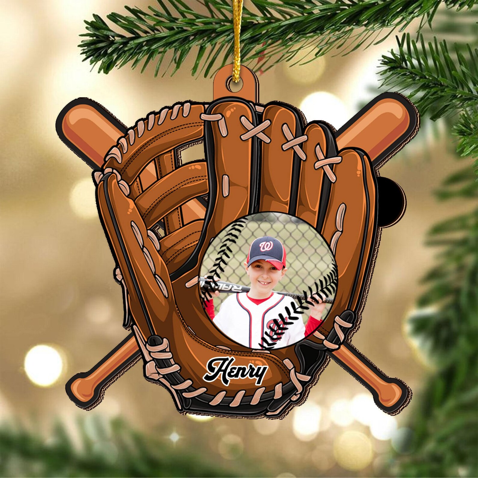 Personalized Baseball Equipment Custom Team Christmas Gift Acrylic Ornament - OR40