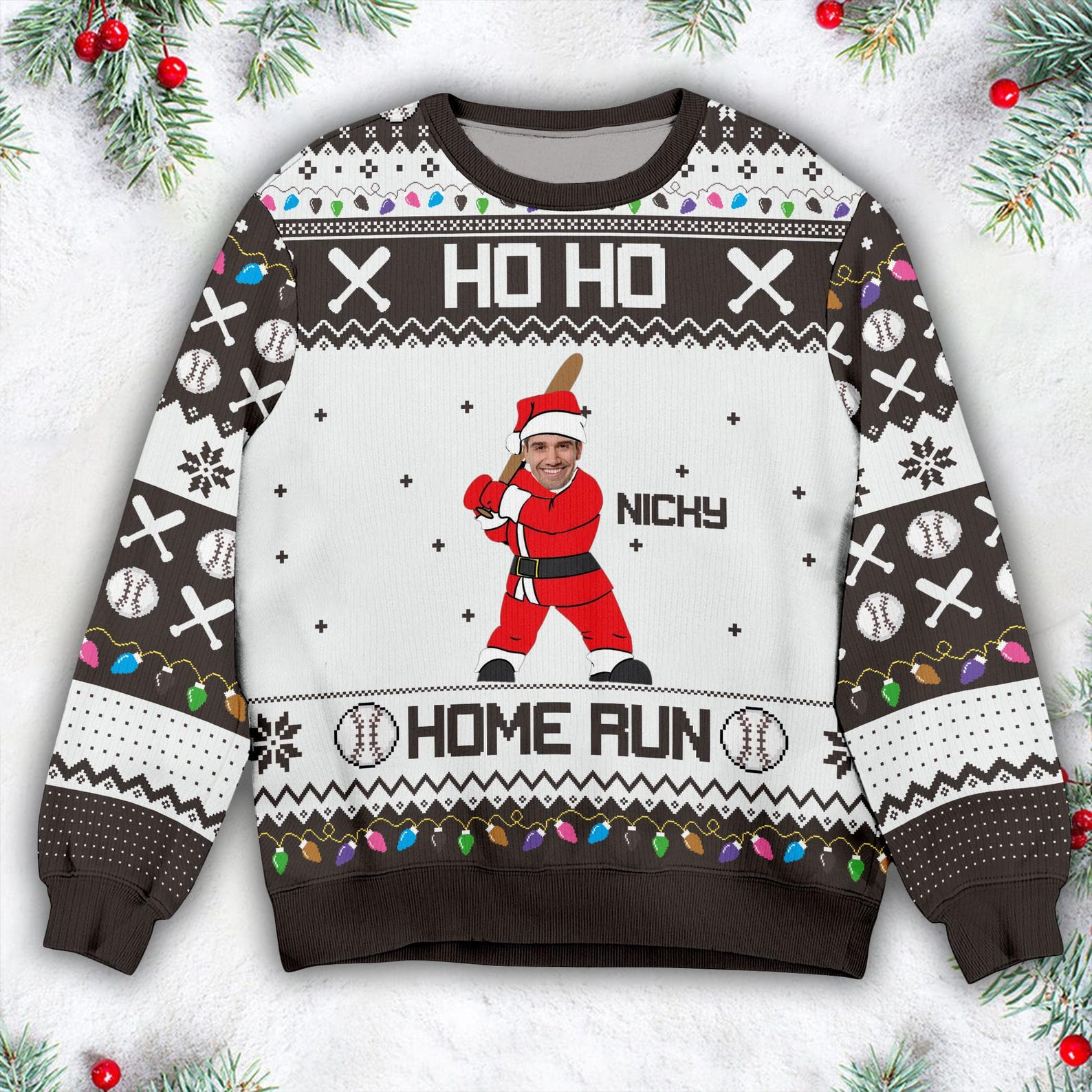 Christmas Baseball Funny Santa Christmas Lover Sweatshirt Sweater - SW12 3