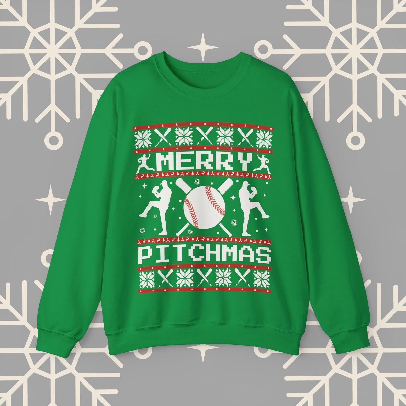 Merry Pitchmas Baseball Ugly Christmas Funny Baseball Shirt Sweatshirt - SS11 5