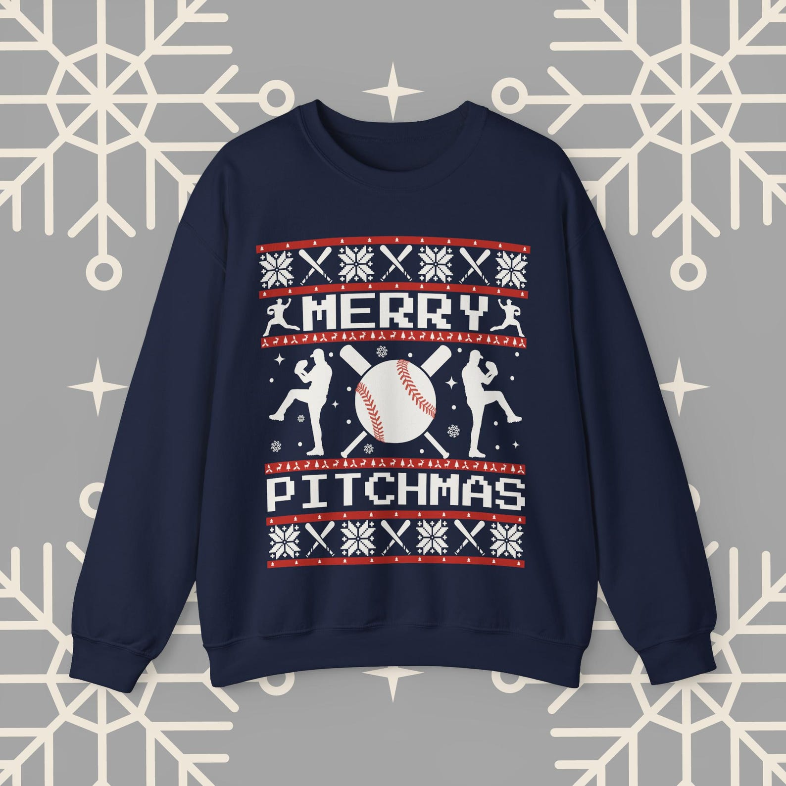Merry Pitchmas Baseball Ugly Christmas Funny Baseball Shirt Sweatshirt - SS11 4
