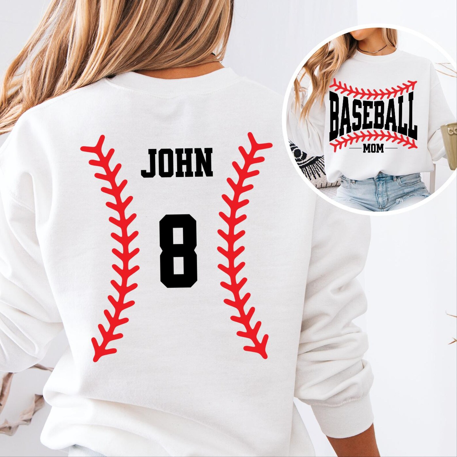 Custom Baseball Mom Personalized Name Mama Sweater Mothers Day Gift Baseball Gameday Crewneck Shirt for Women Sweatshirt - SS04 3