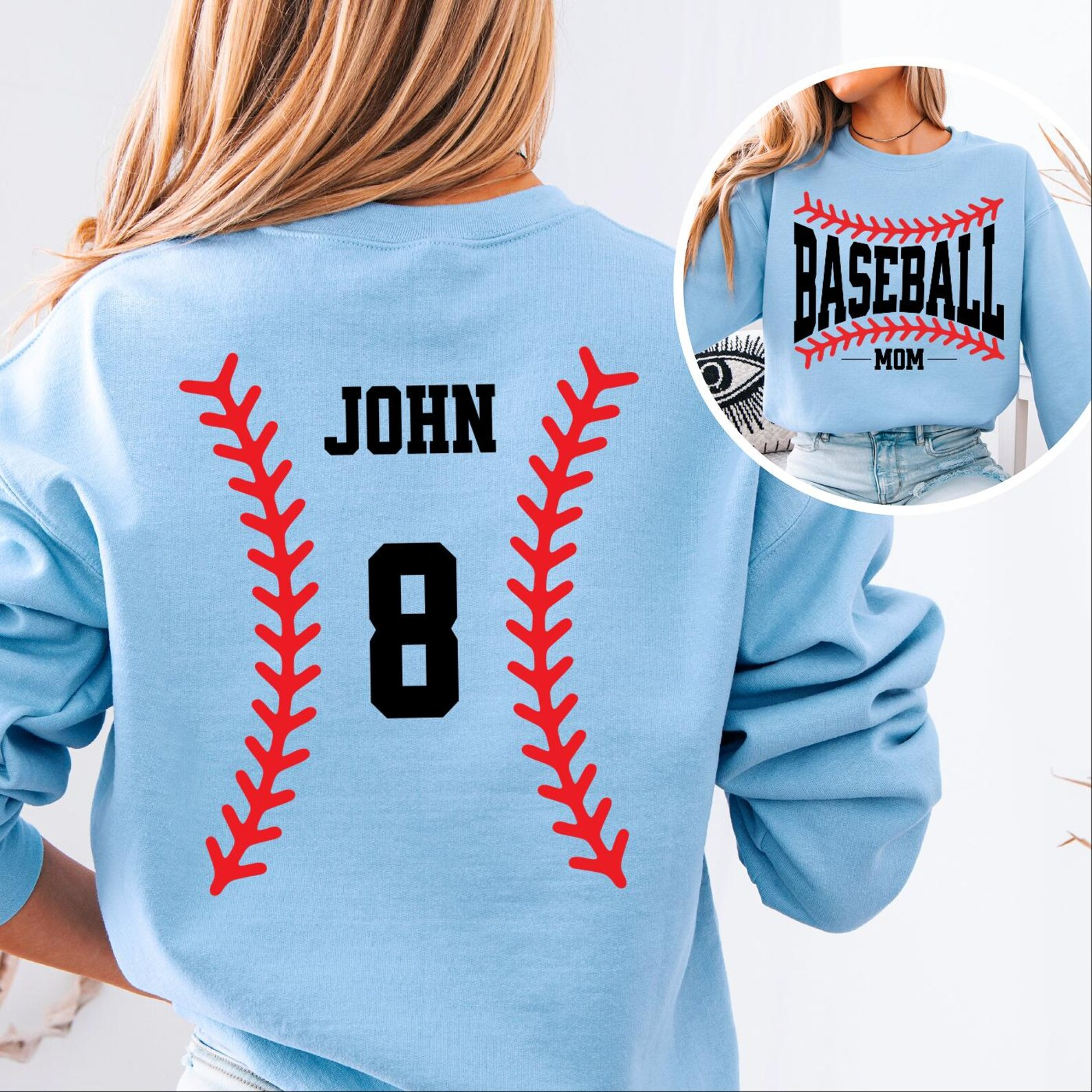 Custom Baseball Mom Personalized Name Mama Sweater Mothers Day Gift Baseball Gameday Crewneck Shirt for Women Sweatshirt - SS04 4