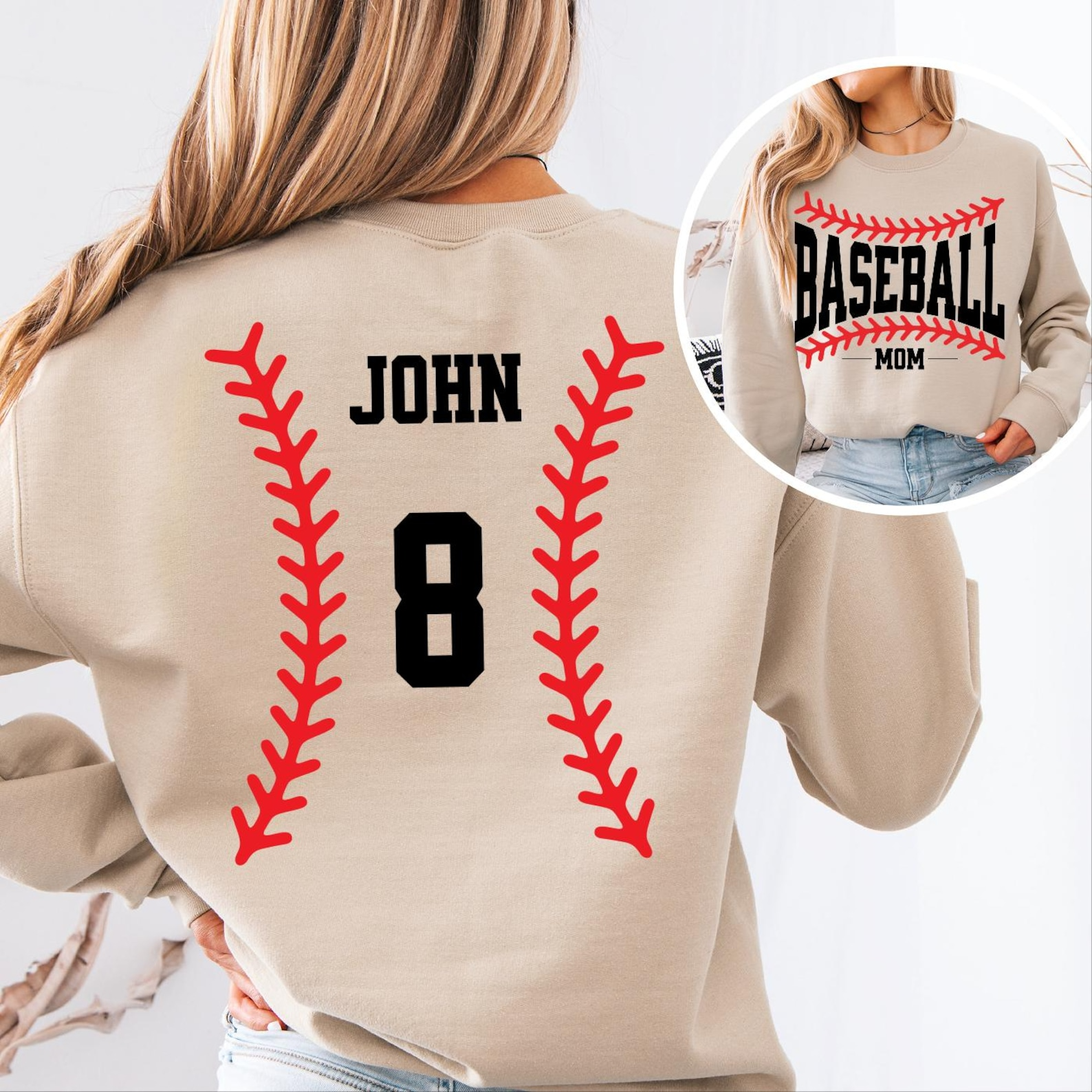 Custom Baseball Mom Personalized Name Mama Sweater Mothers Day Gift Baseball Gameday Crewneck Shirt for Women Sweatshirt - SS04 5