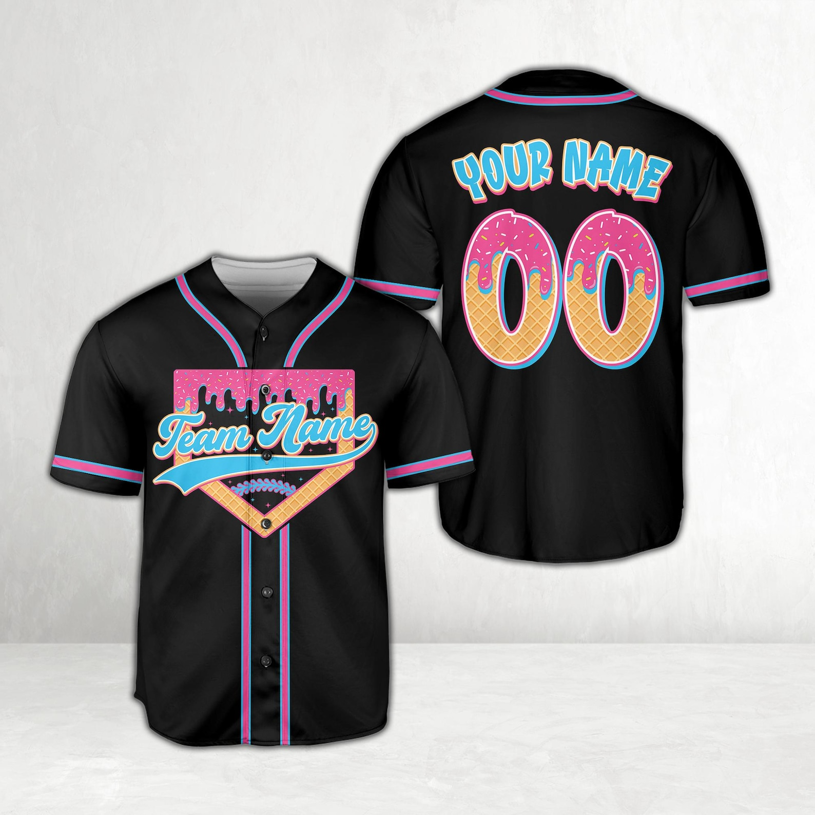 Personalized Dripping Baseball Jersey, Custom Ice Cream Home Plate Jersey, Baseball Birthday Outfit, Kids Team Uniform Jersey