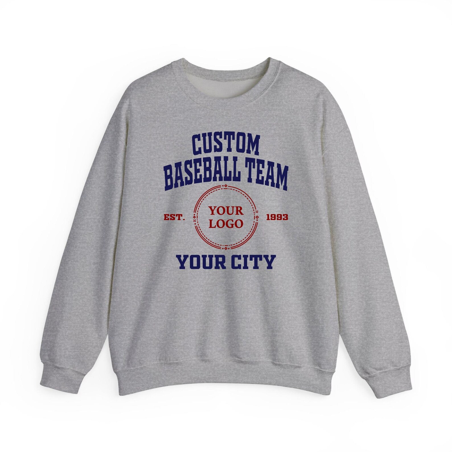 Custom Baseball Team Personalized Name EST Year School City Sports Custom Logo Gift Sweatshirt - SS14