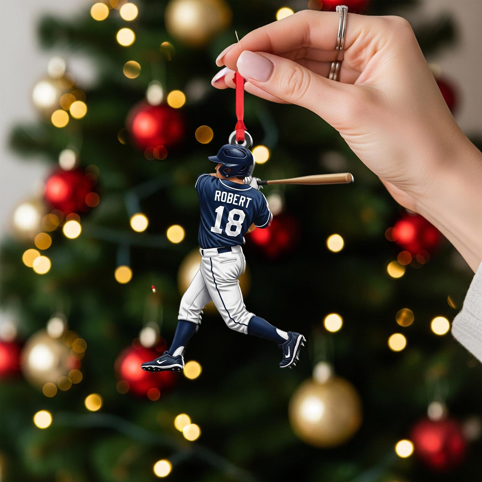 Personalized Baseball Player Christmas Acrylic Ornament - OR25 4