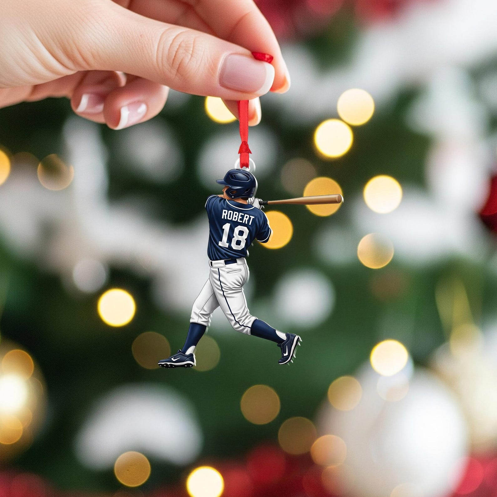 Personalized Baseball Player Christmas Acrylic Ornament - OR25